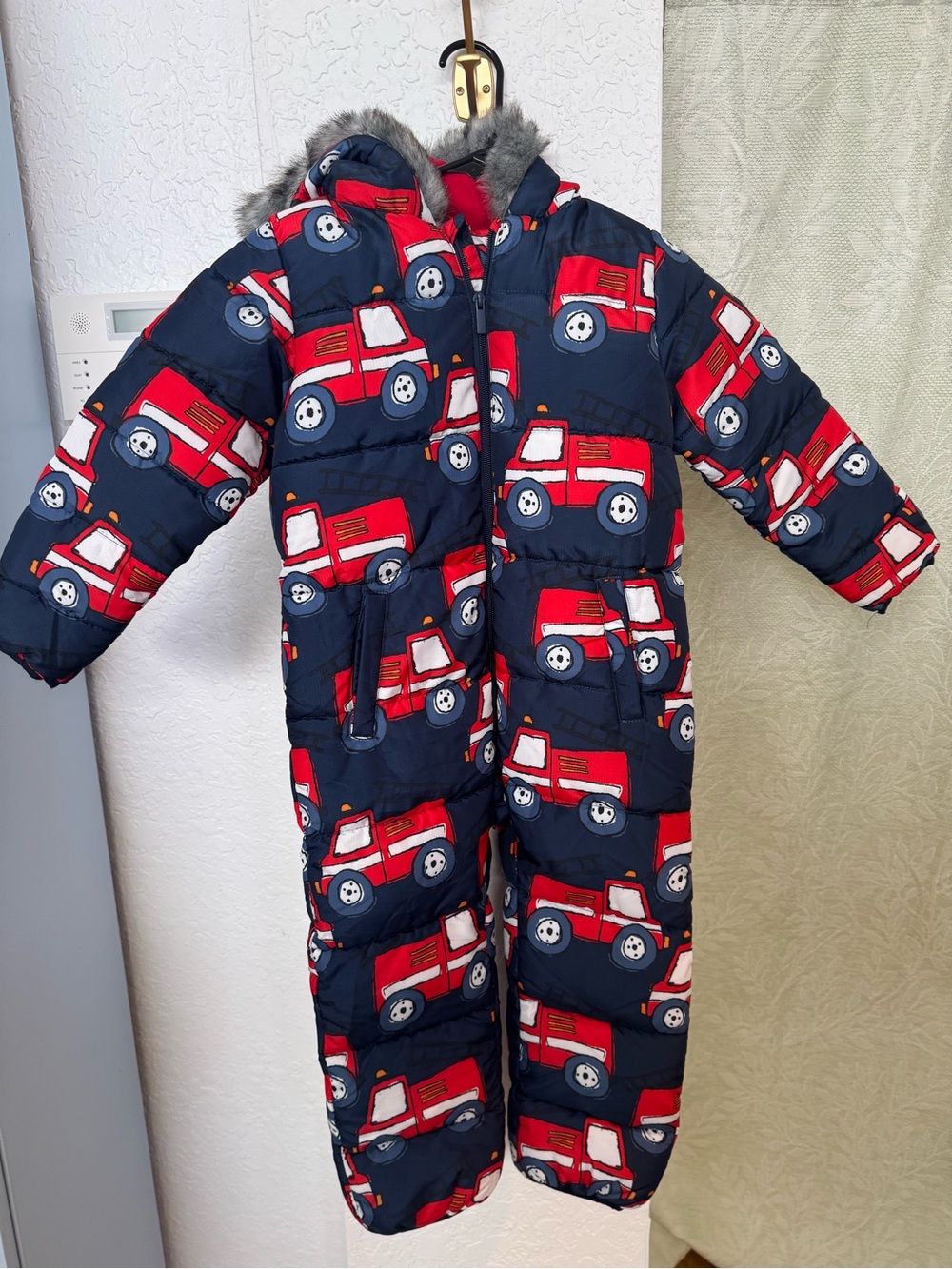 NEXT Kids Firetruck Snowsuit - 5-6, Red and Blue